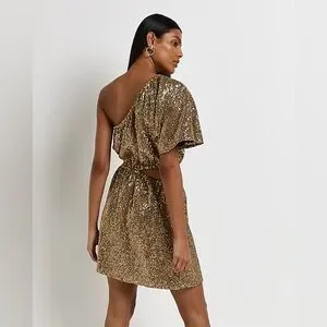Sequin Dress River Island One Shoulder Dress River Island Plus Purple  Sequin Feather Mini Dress